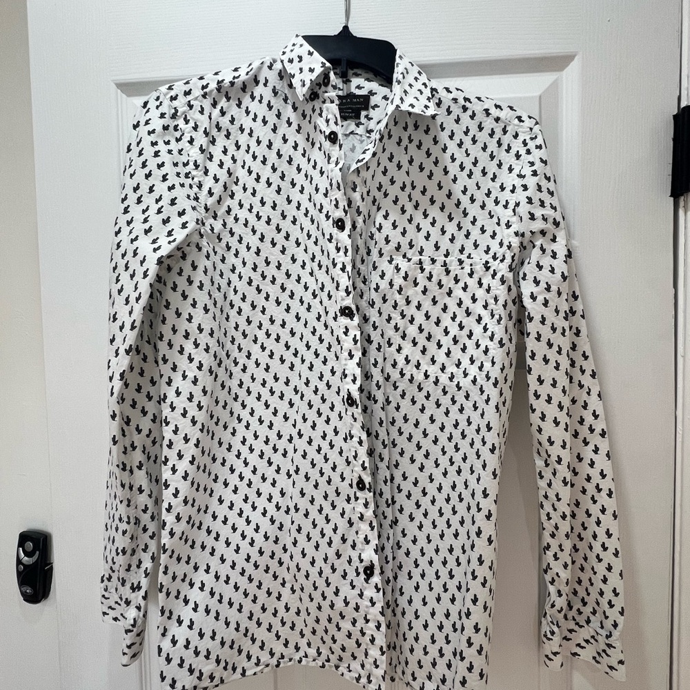 Zara Black and White Casual Men's Shirt